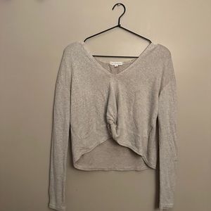 Coco + Jaimeson Cropped Tie Front Long Sleeve Top